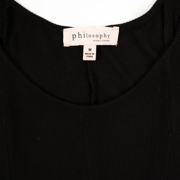 PHILOSOPHY black short sleeve ribbed stretch minidress size M - Picture 2 of 5